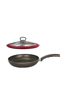 Mehtap Teflon Tava 24 CM Kırmızı Silikon Kapaklı