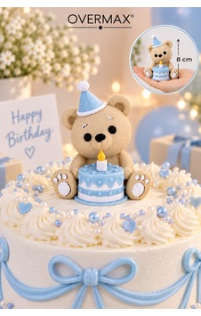 Sevimli Ayıcık Doğum Günü Pasta Süsü 8 Cm Dekoratif Cake Topper - 922819508