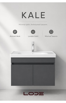 Kale 90cm Antrasit Demonte Lavabolu Alt Banyo Dolabı, Seramik Lavabo Dahil Antrasit Kale 90cm Antrasit Demonte Lavabolu Alt Banyo Dolabı, Seramik Lavabo Dahil Antrasit