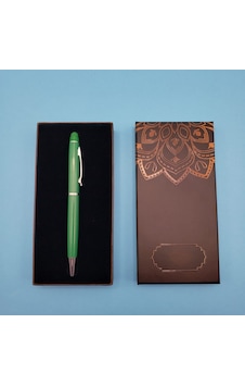 Mandala Desenli Kutulu Yeşil Touchpen Tükenmez Kalem Mandala Desenli Kutulu Yeşil Touchpen Tükenmez Kalem
