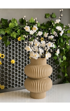 3d Baskı Modern Çift Halkalı Dekoratif Vazo - Minimal Çiçek Vazosu, Masaüstü Ev Ve Ofis Dekoru-bej Renkli 3d Baskı Modern Çift Halkalı Dekoratif Vazo - Minimal Çiçek Vazosu, Masaüstü Ev Ve Ofis Dekoru-bej Renkli