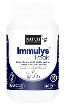Natur Immulys Peak 60 Soft Jel Kapsül Kedi Ve Köpek Bağışıklık Güçlendirici Göz Akıntısı Ve L-lizin Natur Immulys Peak 60 Soft Jel Kapsül Kedi Ve Köpek Bağışıklık Güçlendirici Göz Akıntısı Ve L-lizin