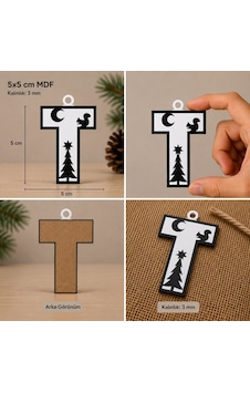 T Harf Yılbaşı Süsü Mdf Çam Ağacı Desenli Asılabilir Dekor 5x5 Cm T Harf Yılbaşı Süsü Mdf Çam Ağacı Desenli Asılabilir Dekor 5x5 Cm