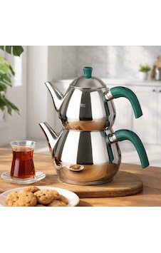 Porsima 1029-2 Damla Bakalit Kulp Orta Boy Paslanmaz Çelik Çaydanlık Takımı - Yeşil - 1.25-2.00lt Porsima 1029-2 Damla Bakalit Kulp Orta Boy Paslanmaz Çelik Çaydanlık Takımı - Yeşil - 1.25-2.00lt