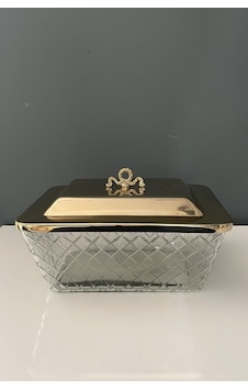 Lamedoredikdörtgen Kapaklı Saklama Kabı Gold 25,5x20x14 Cm Gold