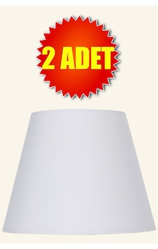 Beyaz Konik Abajur Başlığı 2 Adet Kumaş Çap 35 Cm A871 Beyaz