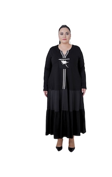 Kadın Büyük Beden Salaş Siyah Uzun Oversize Elbise Kadın Büyük Beden Salaş Siyah Uzun Oversize Elbise