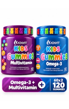 Atavit Kids Gummies Multivitamin + Omega-3 60'lı 2'li Paket Çiğnenebilir Form Atavit Kids Gummies Multivitamin + Omega-3 60'lı 2'li Paket Çiğnenebilir Form