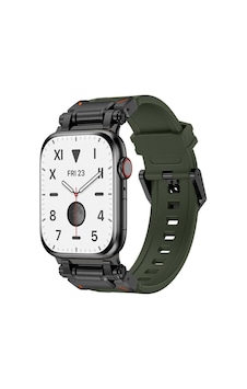 Watch 7 45mm Clo Krd-101 Titanyum Metal Başlıklı Silikon Kordon-siyah-yeşil Watch 7 45mm Clo Krd-101 Titanyum Metal Başlıklı Silikon Kordon-siyah-yeşil