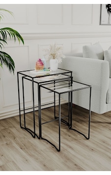 Retro 3 Lü Zigon Sehpa, Metal Sehpa, Cam Sehpa, Salon, Yatak Odası, Antre Siyah Retro 3 Lü Zigon Sehpa, Metal Sehpa, Cam Sehpa, Salon, Yatak Odası, Antre Siyah