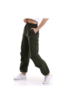 Dechival Kadın Paraşüt Pantolon Haki Yeşili