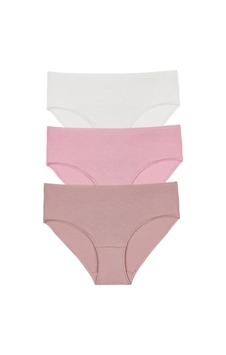 Suwen 3lü Paket Yüksek Bel Slip Külot St0040601a40 Ekru - Vizon - Pembe