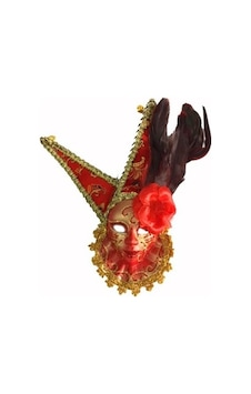 Tüylü - 319 - Dekoratif Seramaik Maske - Csmo-tex - Kırmızı Renk