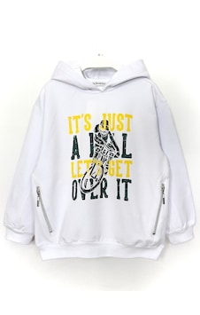 Fermuarlı Cep Detaylı Kapüşonlu Unisex Çocuk Sweatshirt 2016 Beyaz Fermuarlı Cep Detaylı Kapüşonlu Unisex Çocuk Sweatshirt 2016 Beyaz