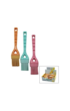 Urve Ur-3068 Silikon Yumurta Fırçası, Renkli Plastik Saplı, 6-21.5 Cm- 24'li Paket