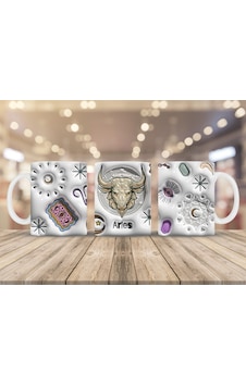 Zodiac Burçlar Figürlü Kupa Bardak Koç-aries Beyaz