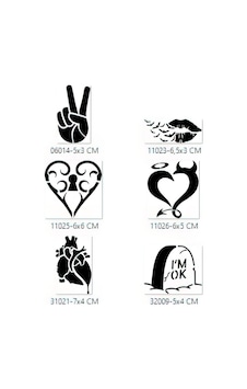 Airbrush Tattoo Aşkın Zaferi Geçici Dövme Şablonu Seti Sadece Desen