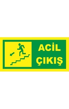 Fosforlu Fotolümen Levha Acil Çıkış Yönlendirme Sol Merdiven Aşağı Ok 12x24 Cm Fosforlu Fotolümen Levha Acil Çıkış Yönlendirme Sol Merdiven Aşağı Ok 12x24 Cm