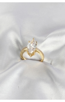 Mey Najmaddin Gold Renk Pirinç Markiz Kesim Zirkon Taşlı Kadın Yüzük Najmaddin Altın Mey Najmaddin Gold Renk Pirinç Markiz Kesim Zirkon Taşlı Kadın Yüzük Najmaddin Altın