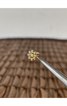 Gerçek Titanium G23 Kar Tanesi Zirkon Altın Titanyum 6x1.2mm Bedenilabret Piercing Altın