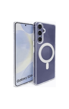 Samsung Galaxy S24 Plus Uyumlu Kamera Korumalı Magsafe Wireless Şarj Özellikli Lüks Şeffaf Silikon Telefon Kılıfı