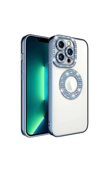 Apple Uyumlu iPhone 13 Pro Kılıf Kamera Korumalı Taş Süslemeli Arkası Şeffaf Redclick Asya Kapak - Mavi Apple Uyumlu iPhone 13 Pro Kılıf Kamera Korumalı Taş Süslemeli Arkası Şeffaf Redclick Asya Kapak - Mavi