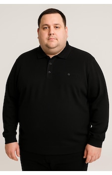 Ercan Büyük Beden Erkek Polo Yaka Uzun Kol Sweatshirt - 7417 Siyah Ercan Büyük Beden Erkek Polo Yaka Uzun Kol Sweatshirt - 7417 Siyah