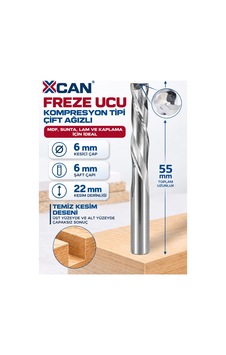 Kompresyon Spiral Freze Ucu Ø6 Mm 6 Mm Şaft 22 Mm Kesim Kompresyon Spiral Freze Ucu Ø6 Mm 6 Mm Şaft 22 Mm Kesim