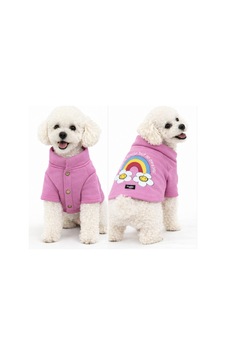 Rainbow Nakış İşlemeli Gökkuşağı Papatya Pembe Köpek Kıyafeti - Polar Rainbow Nakış İşlemeli Gökkuşağı Papatya Pembe Köpek Kıyafeti - Polar