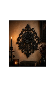Gül Figürlü Dekoratif Duvar Süsü Barok Duvar Dekoru Siyah Mistik Tasarım 30x24x7 Cm Gül Figürlü Dekoratif Duvar Süsü Barok Duvar Dekoru Siyah Mistik Tasarım 30x24x7 Cm