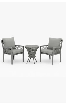 Alya Raddan 1+1 Bistro Set Minderli 2 Kişilik Oturma Grubu Gri