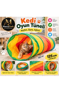 125 Cm Katlanabilir Kedi Oyun Tüneli Renkli Kedi Tüneli Oyuncağı Eğlenceli Ve Dayanıklı S Şeklinde