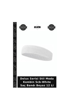 Delux Serisi Stil Moda Kombin Scb-whıte Saç Bandı Beyaz 12 Li