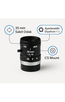 Tokina 35mm Sabit Odak Cctv Lensi Güvenlik Kamerası Uyumlu