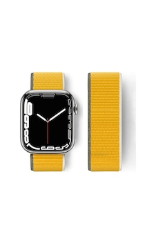 İos Watch Uyumlu 42mm Hasırlı Cırtcırtlı Kordon - Sarı İos Watch Uyumlu 42mm Hasırlı Cırtcırtlı Kordon - Sarı