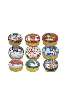 Chrıstmas Yılbası Yenı Yıl Desenli Metal Kutu - Noel Hediyelik- Christmas Candle-10 Adet 10 Adet