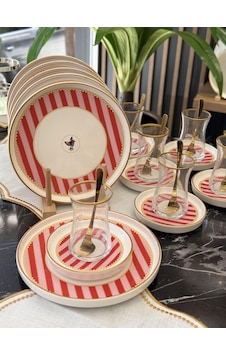 18 Parça Modern Piano Bird Pasta Çay Saati Seti-4217 Çok Renkli 18 Parça Modern Piano Bird Pasta Çay Saati Seti-4217 Çok Renkli