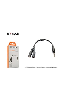 Hytech HY-X77 Siyah Audio + Mic to 3,5mm 0.15m Kulaklık Çevirici