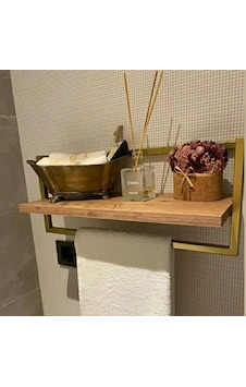 lyla concept Defne Banyo Ahşap Raflı Metal Havlu, Şal Askılık Altın lyla concept Defne Banyo Ahşap Raflı Metal Havlu, Şal Askılık Altın