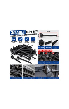 30 Adet Araç İçi Plastik Kelepçe Klips Seti 95 Mm Kablo Sabitleme Bağı Oto Döşeme Motor Kaporta Klipsi Açıklama - 927179541