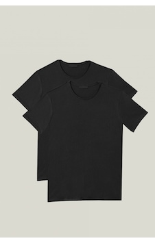 Nacar Store 2'li Paket Premium Yazlık Düz Renk Basic T-shirt Siyah