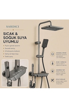 Sardıcı Piano 4 Fonksiyonlu Antrasit Banyo Bataryası Ve Tepe Duş Seti Sardıcı Piano 4 Fonksiyonlu Antrasit Banyo Bataryası Ve Tepe Duş Seti