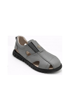 Rks Shoes Çocuk Sandalet Lastikli Rahat Kullanım Deri Gri Rks Shoes Çocuk Sandalet Lastikli Rahat Kullanım Deri Gri