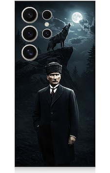 Samsung Galaxy S24 Ultra Uyumlu Kurt Ve Mustafa Kemal Atatürk Desenli Silikon Kılıf Çok Renkli