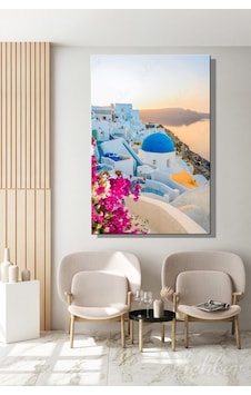 Yunanistan Santorini Adası Oia Köyünün İkonik Mavi Kubbeli Kilisesi Dikey Kanvas Tablo 4074 Çok Renkli Yunanistan Santorini Adası Oia Köyünün İkonik Mavi Kubbeli Kilisesi Dikey Kanvas Tablo 4074 Çok Renkli