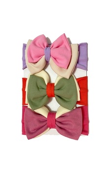 Karışık Renkli Kız Bebek 3 Lü Bandana Seti Çok Renkli