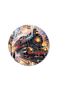 Buharlı Doğu Ekspresi Treni Desenli Duvar Saati Çok Renkli Buharlı Doğu Ekspresi Treni Desenli Duvar Saati Çok Renkli