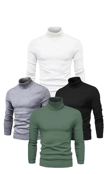 Modi 4 Adet Unisex Kaşkorse Boğazlı Full Likralı Fitilli Body Kazak Çok Renkli Modi 4 Adet Unisex Kaşkorse Boğazlı Full Likralı Fitilli Body Kazak Çok Renkli