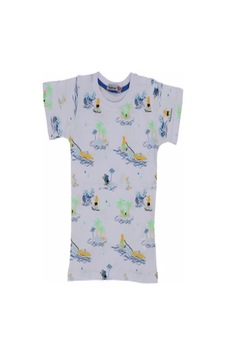 Haknur Bebe Haknur Kaykaylı Ayıcık Palmiyeli Zürafalı Kısa Kollu Erkek Çocuk T-Shirt 1-4 Yaş Beyaz