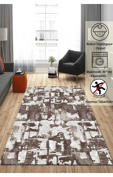 Raschel Carpet Geometrik Desenli Kahverengi Kaymaz Taban Kalın Peluş Halı - Yolluk Yüksek Kalite Raschel Carpet Geometrik Desenli Kahverengi Kaymaz Taban Kalın Peluş Halı - Yolluk Yüksek Kalite